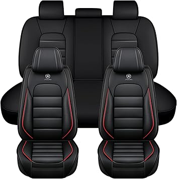 Seat Covers for Toyota Corolla 2002-2026, Durable Faux Leather Seat Cover, Waterproof Comfortable Car Seat Covers Full Set Black&Red