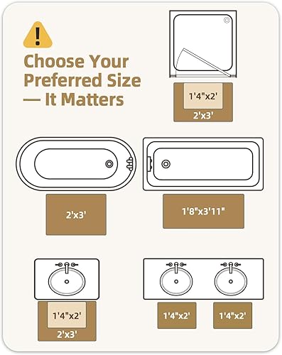 Miniatura 2 de Color&Geometry Alfombra de baño beige  Refresca tu baño con una alfombrilla absorbente de microfibra marrón claro, suave, antideslizante, lavable,