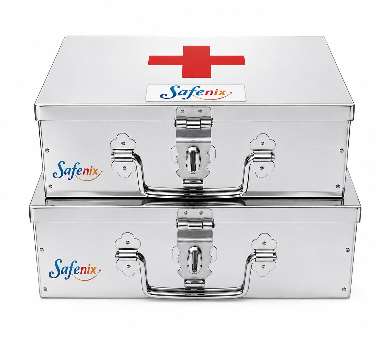 SS Rectangular (Empty) Medicines Storage First Aid Box For all use Like Hospital Home Office Hotel Ext.. (Set of 2 pic. Silver color) (Box 9 &10 inch)-image-3