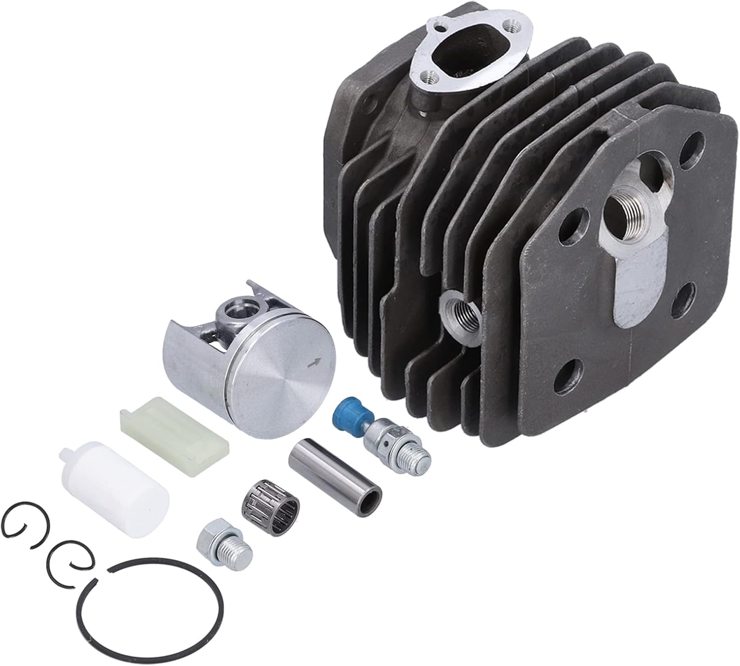 Chainsaw Cylinder Piston Repair Kit 45mm High-Silicon Aluminum Alloy Includes Piston Ring Pin Fastener