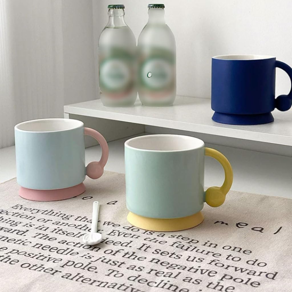 Moderne Tasse, rund, schlicht, Keramik-Kaffeetasse mit Griff, kreative große Teetasse, 380 ml, Reisebecher für Kaffee, Tee Küche,