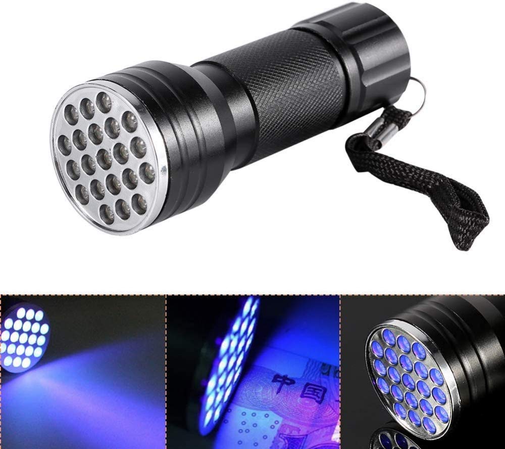 kaixin UV Torch Ultraviolet Flashlight, 21 LED Blacklight UV Flashlight Torch, Portable Torch Lamp for Pet Urine Detector, Find Stains on Clothes Carpet Rugs Floor