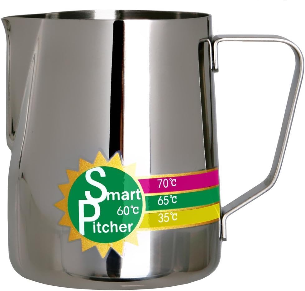 Espresso Coffee Milk Frothing Pitcher With Built-In Thermometer, Stainless Steel (12 oz)