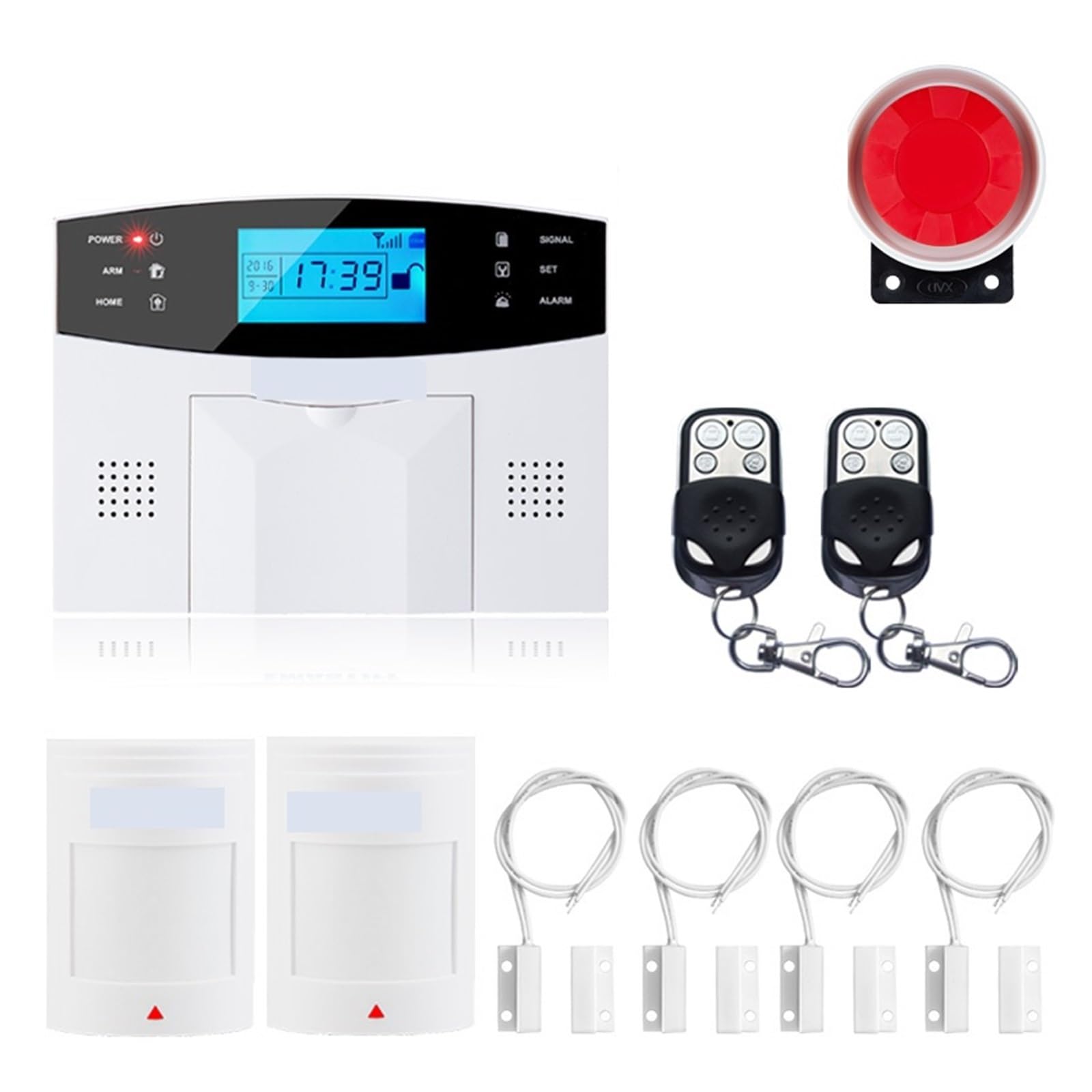 System alarmowy do domu, System alarmowy do domu, inteligentny alarm wbudowana antena czujnik szczeliny w drzwiach czujnik ruchu PIR bezprzewodowy wyświetlacz LCD karta SIM GSM system alarmowy domu sy