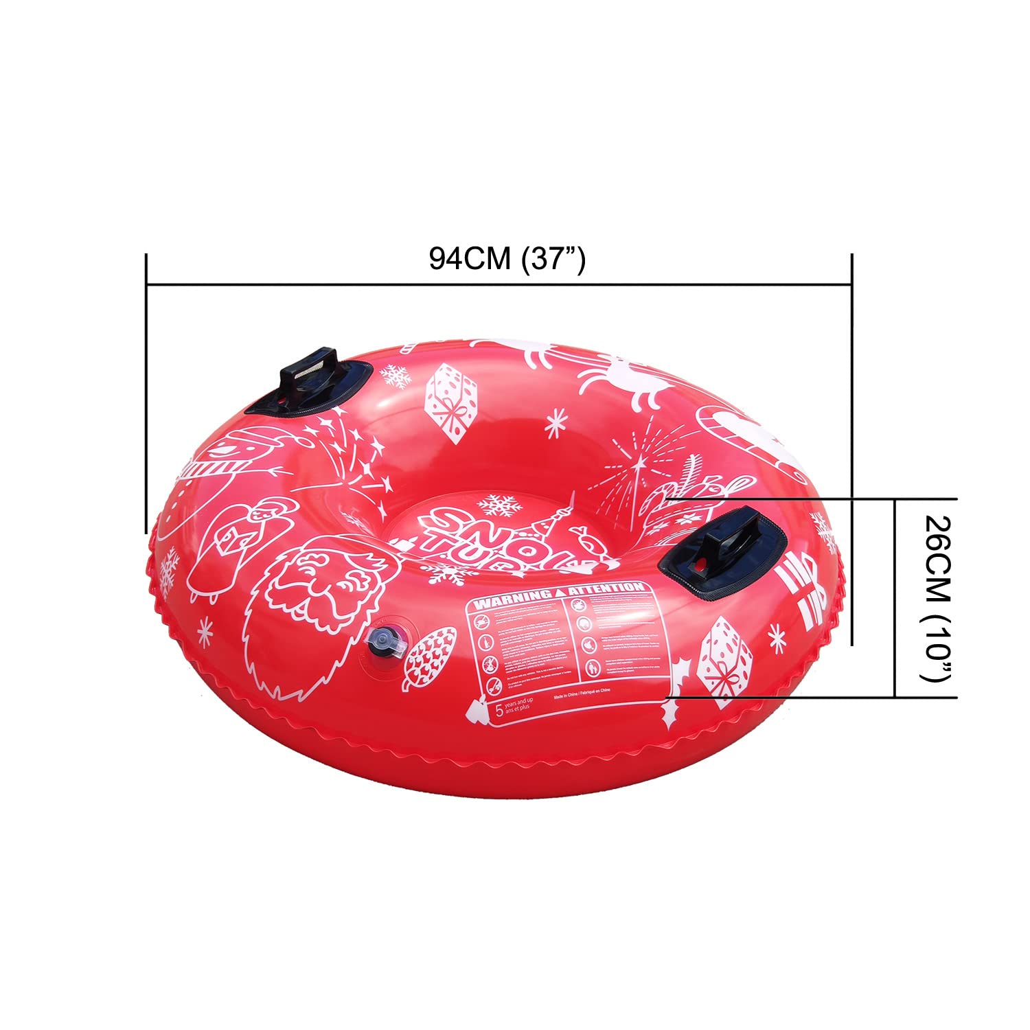 YJZQ Luge Gonflable Tube Siège de Ski Robuste Tube à Neige Sport Hiver Traîneau Pliable Cercle avec poignées pour Enfants et Adultes Dia 94CM Coloré