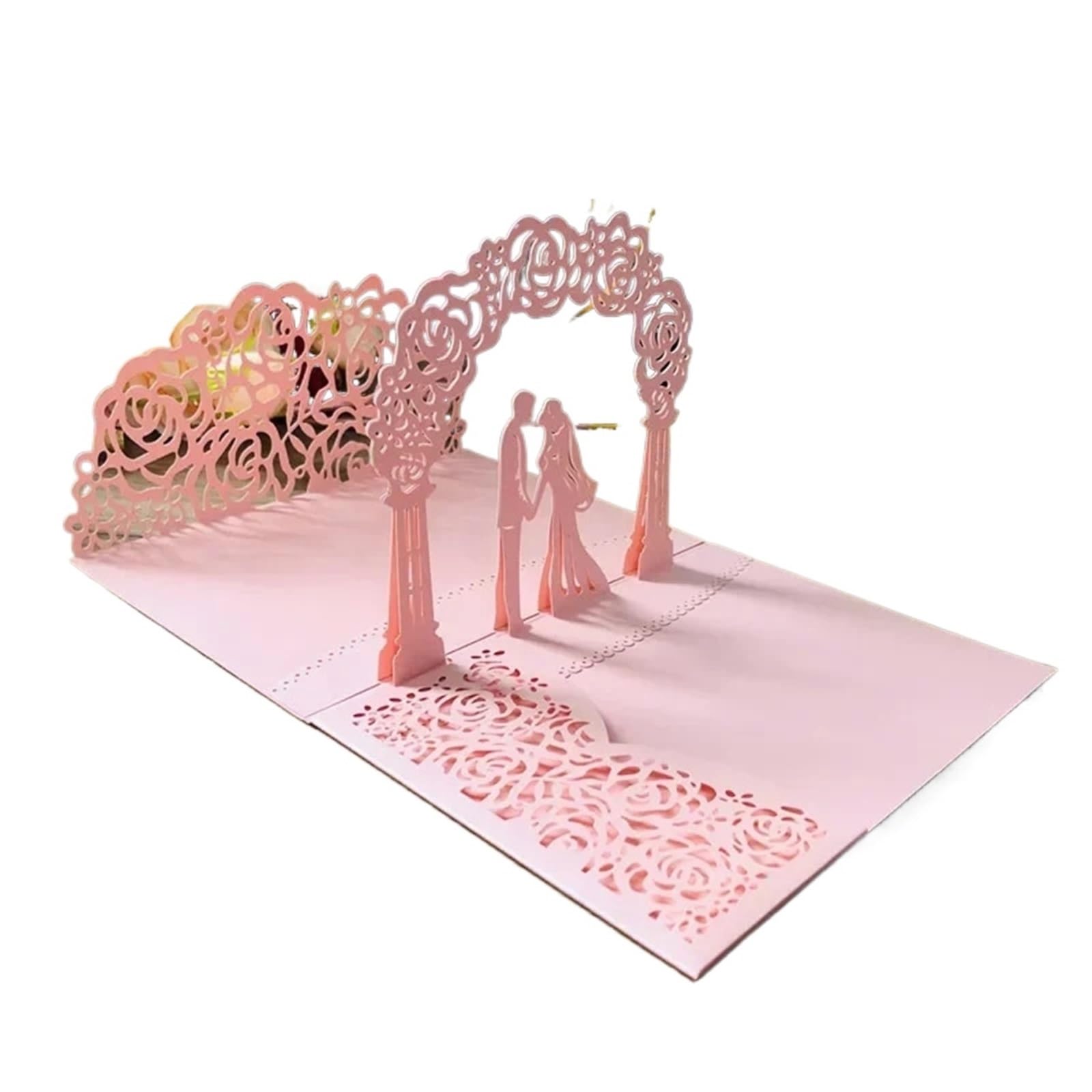 Zaproszenie na ślub Zaproszenia na każdą okazję, zaproszenia ślubne 3D Pop Up z kopertami Wielokolorowe składane opakowanie 10 sztuk(Silver)