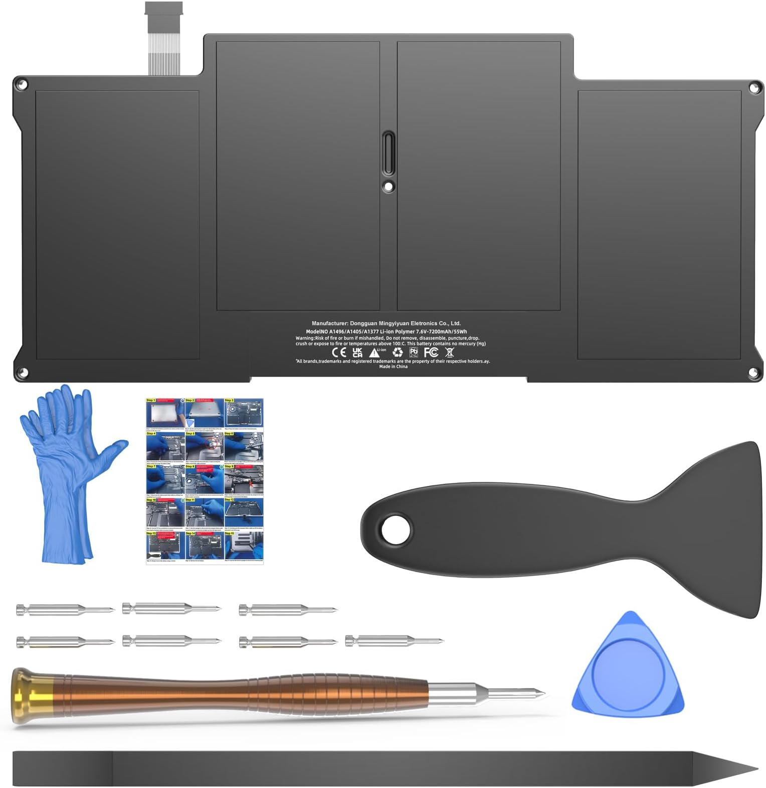 A1466 Battery Replacement for MacBook Air 13 inch 2017 2015 2014 2013 2012 2011 2010 Mac Model A1466 A1369 Batteria Type A1496 A1370 A1405 Capacity 7.6V 55Wh 7200mAh