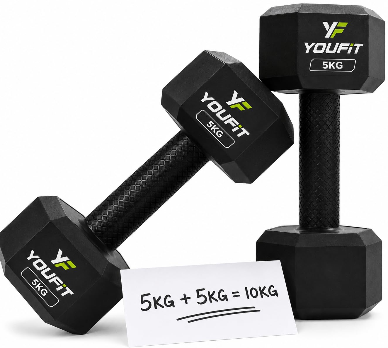 YOUFIT Hex Dumbbell Pair, PVC, 5 KG Each (10 KG Total), for Gym and Home Workouts-image-7