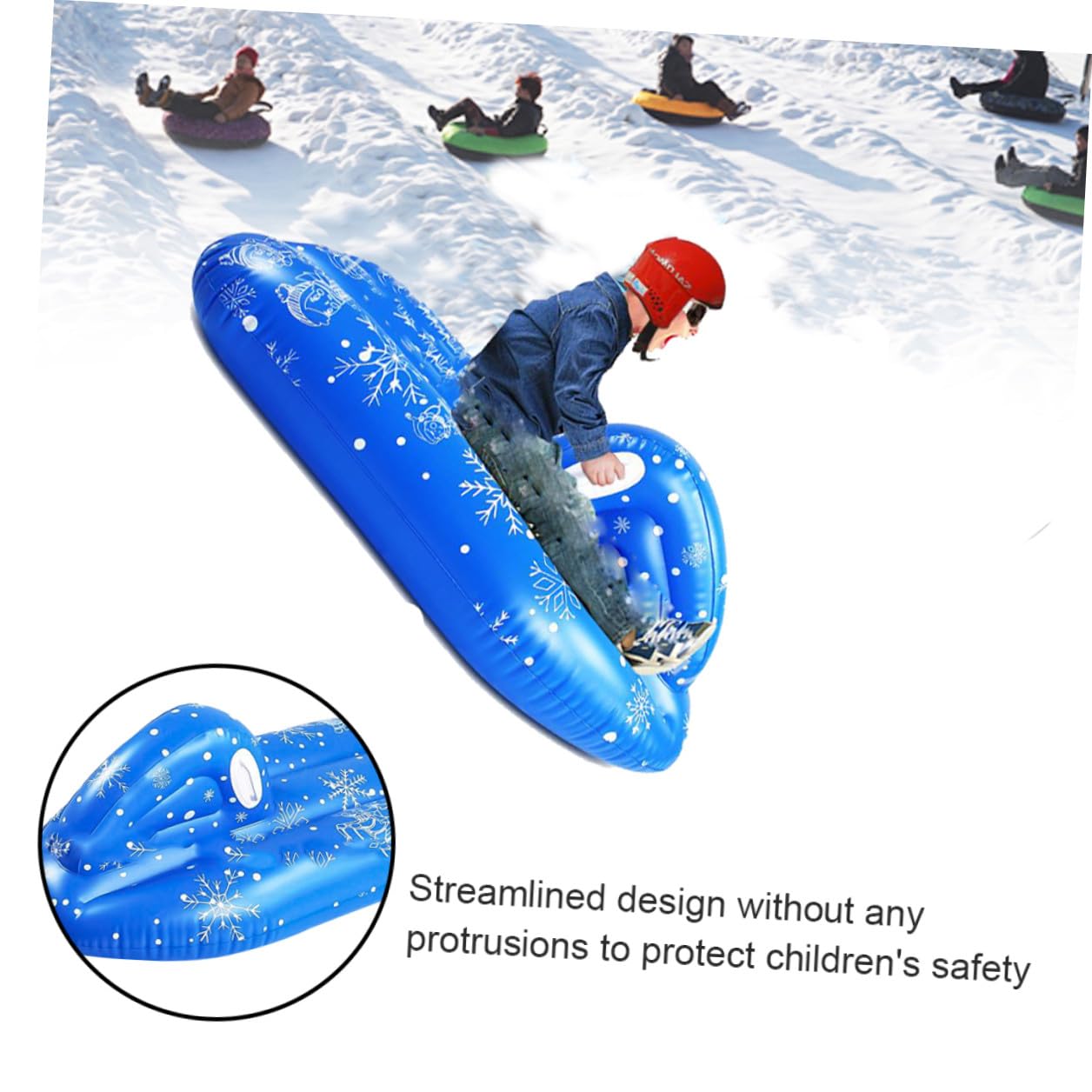 GARVALON Slitta Gonfiabile in PVC Resistente al Freddo Maniglie Zattera da Neve Leggera per Tubo da Neve Invernale per Giochi all'Aperto