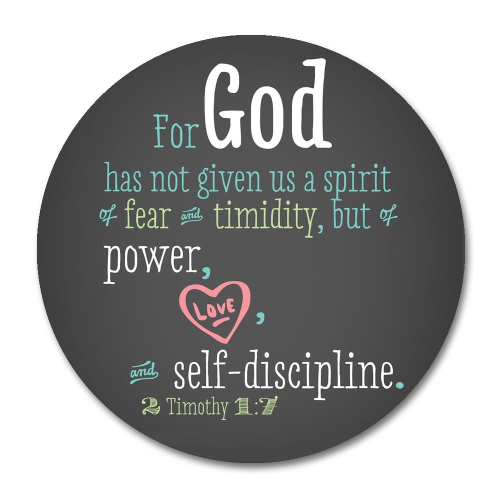 Smooffly Bible Quotes Mouse Pad - Inspirational Christian Verses for 'God Has Not Given Us a Spirit of Fear' - Round Non-Slip Rubber Gaming Mousepad