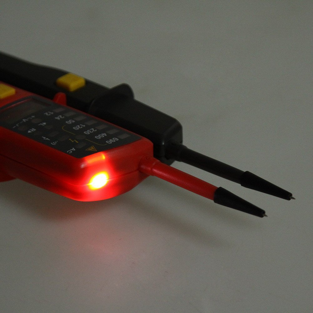 Probador de voltaje y continuidad de rango automático UT18C con indicador LCD/LED Fecha de retención RCD prueba y sin detección de batería