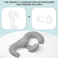 Vista 7 de Almohadas de embarazo para dormir, almohada de maternidad en forma de E para mujeres embarazadas con almohada de cuña ajustable, almohada de espuma