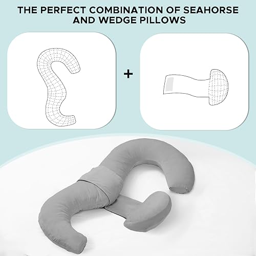 Miniatura 7 de Almohadas de embarazo para dormir, almohada de maternidad en forma de E para mujeres embarazadas con almohada de cuña ajustable, almohada de espuma