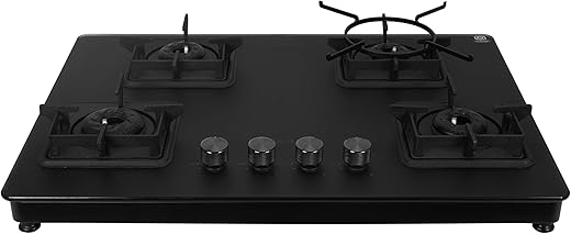 Faber Evoke 4 Burner 65Cm Cooktop |Auto Ignition| |Metal Knobs| MS Diamond Coated Pan Support | Matt Black Glass Finish |5 Yrs Warranty On Glass &…