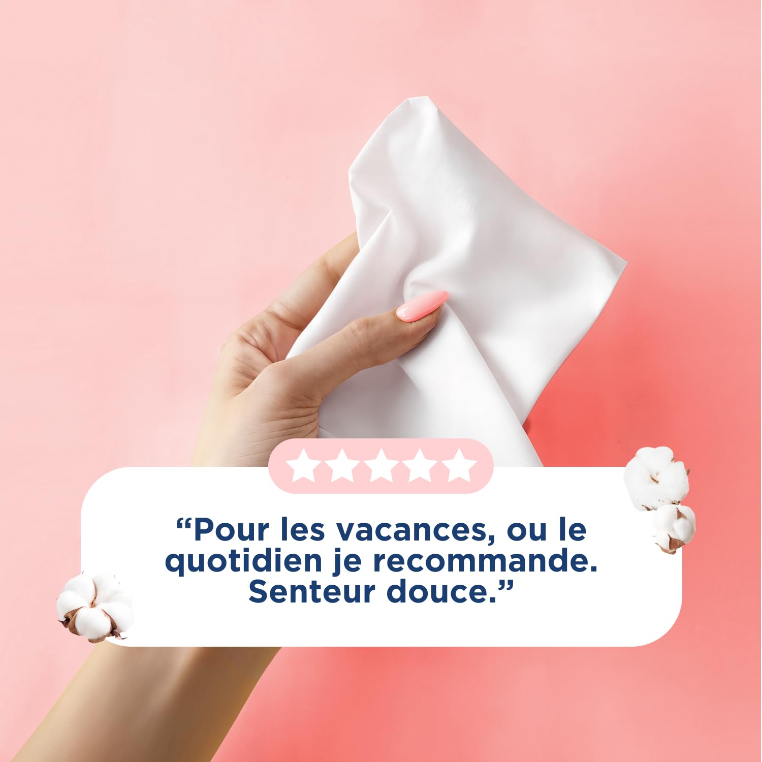 Fess Nett - Papier Toilette Humide Pocket Fleur de Coton x20 - Formule testée dermatologiquement 0% parabène 0% phenoxyethanol - Pour peaux normales à sensibles