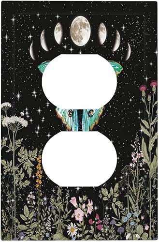 Miniatura 112 de Cubiertas de Interruptor de Luz de Palanca Simple con Diseño Abstracto de Sol Amanecer Retro, Placa Decorativa Arcoíris Atardecer de 1 Gang, Placa