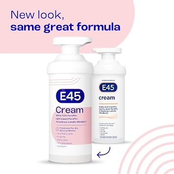 E45 Eucalyptus Scented Cream, 500g - Whole Body Moisturizer for Dry Skin & Eczema Relief, Paraffin Enriched | Helps soothe dry, itchy skin - Non-greasy, fast-absorbing and dermatologically tested