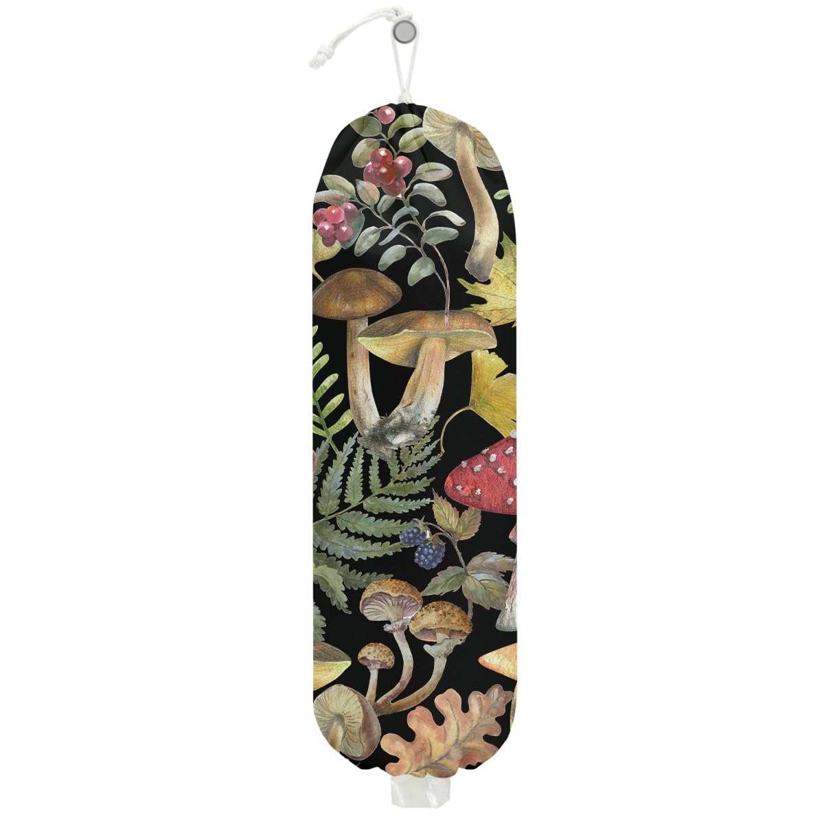 Mushroom Plastic Bag Holder, Wall Mount Grocery Bag Holder, Plastic Storage bag, Pull Rope Free Adjustment, Plastic Bag Holders for Grocery Bags,