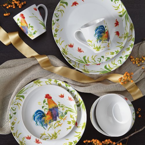 Bonjour Dinnerware Meadow Rooster Platter, 9.75" X 14", Print #TOP1