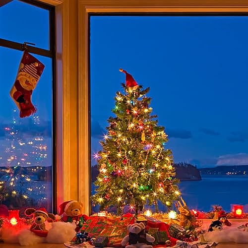 Miniatura 4 de Tira de luces LED de Navidad, 33 pies, 100 luces LED para exteriores con temporizador y 8 modos, 3AA funciona con pilas, impermeable, para