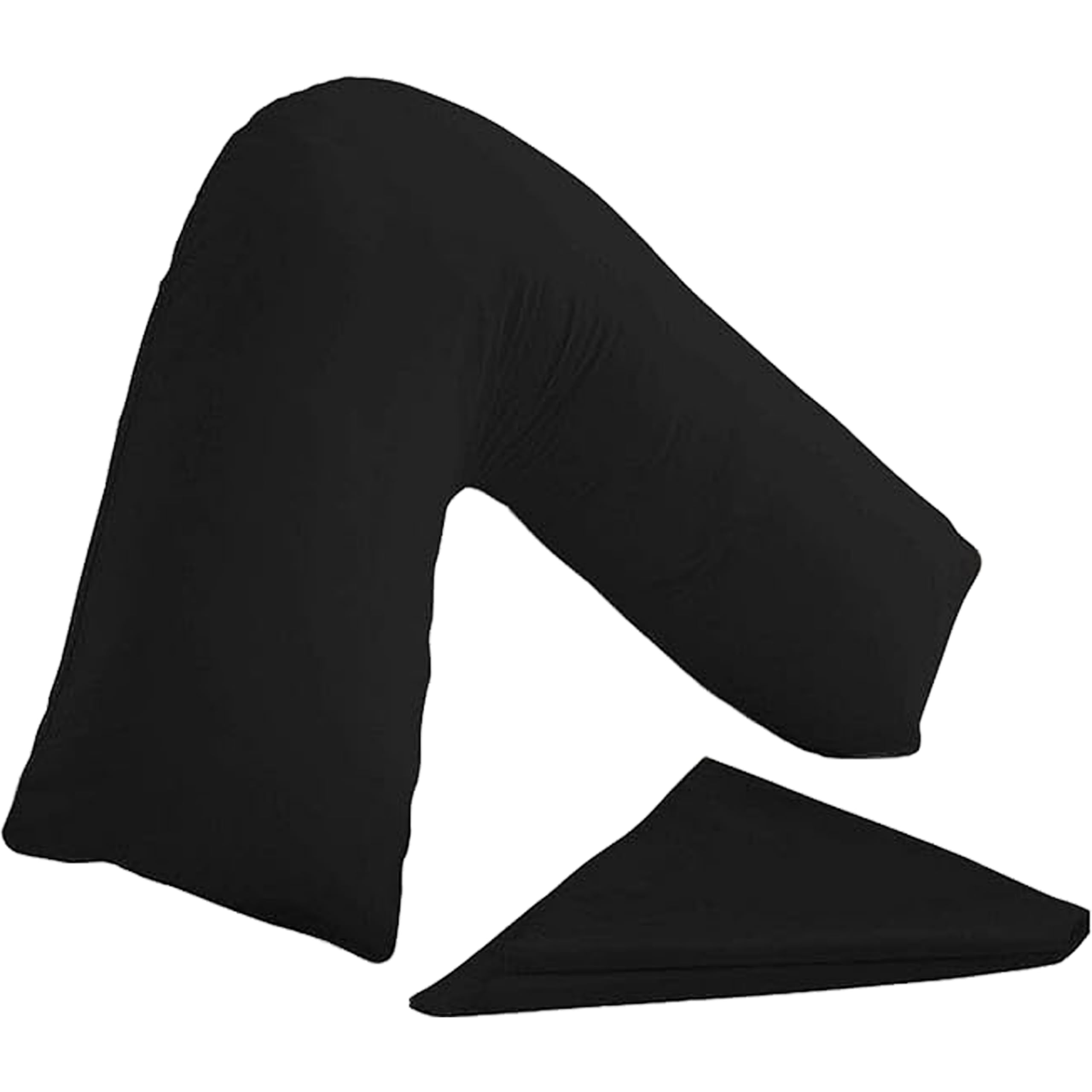 I&S Home Black V Shaped Pillow With Pillowcase - Orthopedic Support Pillow For Neck, Back And Shoulder, Maternity, Nursing & Pregnancy Support Pillow - Hypoallergenic V Pillow (Black)