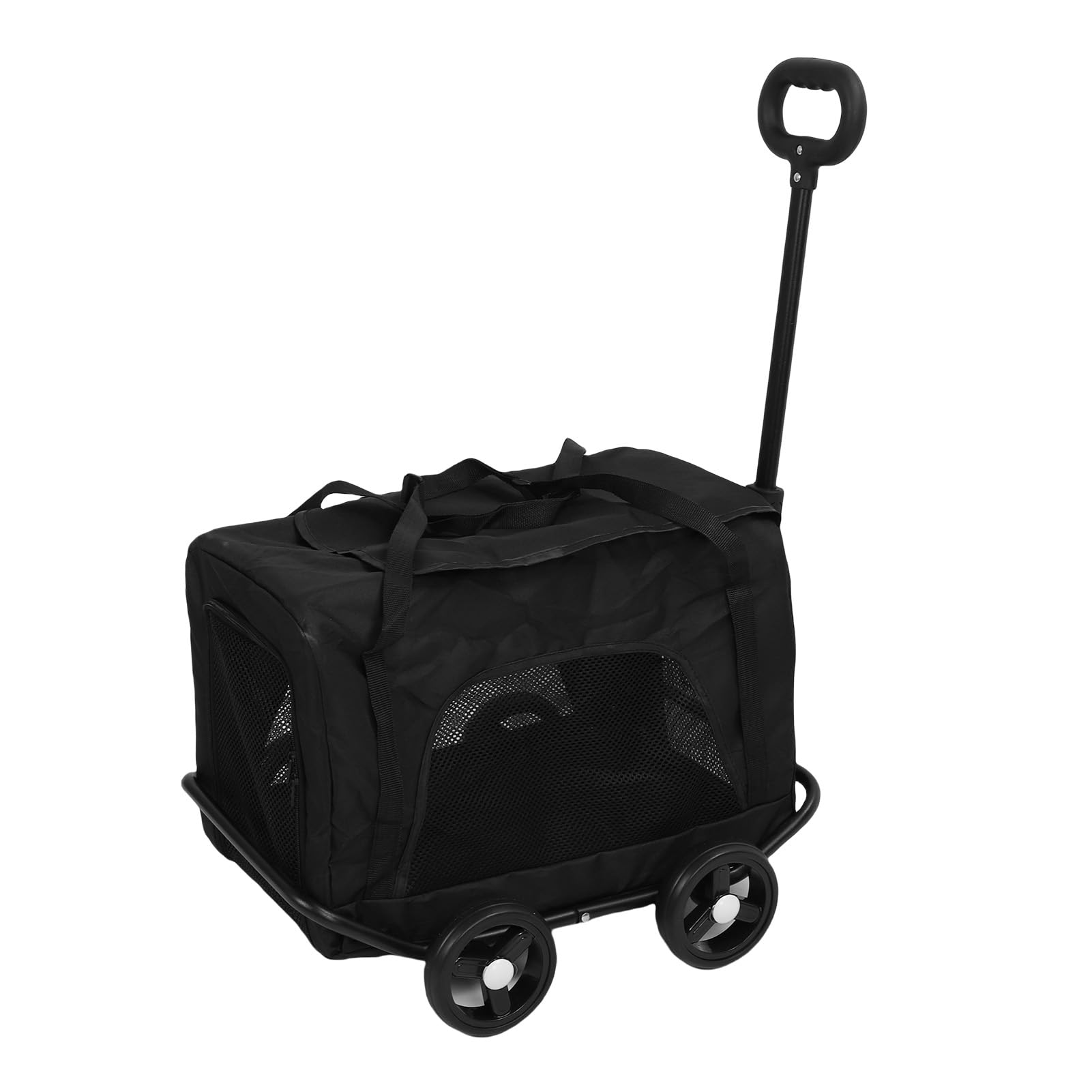 Sxhlseller Transporter dla Psa z Kółkami Wszechstronny i Oddychający Wózek dla Zwierząt Transporter Kota do Podróżowania na Kemping, Metalowa Siatka z Tkaniny Oxford Małych Psów i Kotów (BLACK)