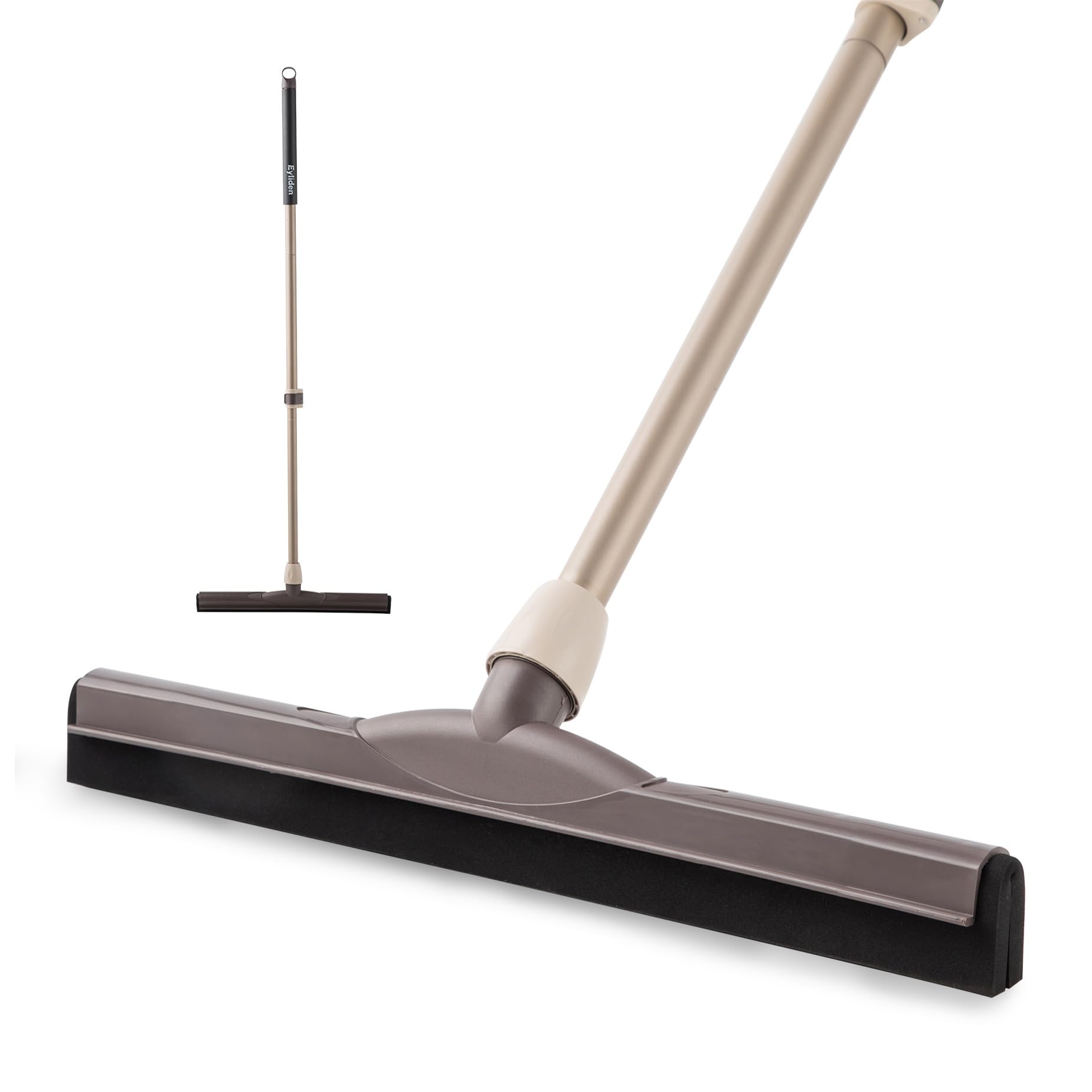 Eyliden Floor Squeegee Scrubber with Telescopic Handle, Heavy Duty Remove Water Squeegee for Floor Cleaning, Scratch-Free Durable EVA Foam Blade Squeegee for Bath Tile Glass Window