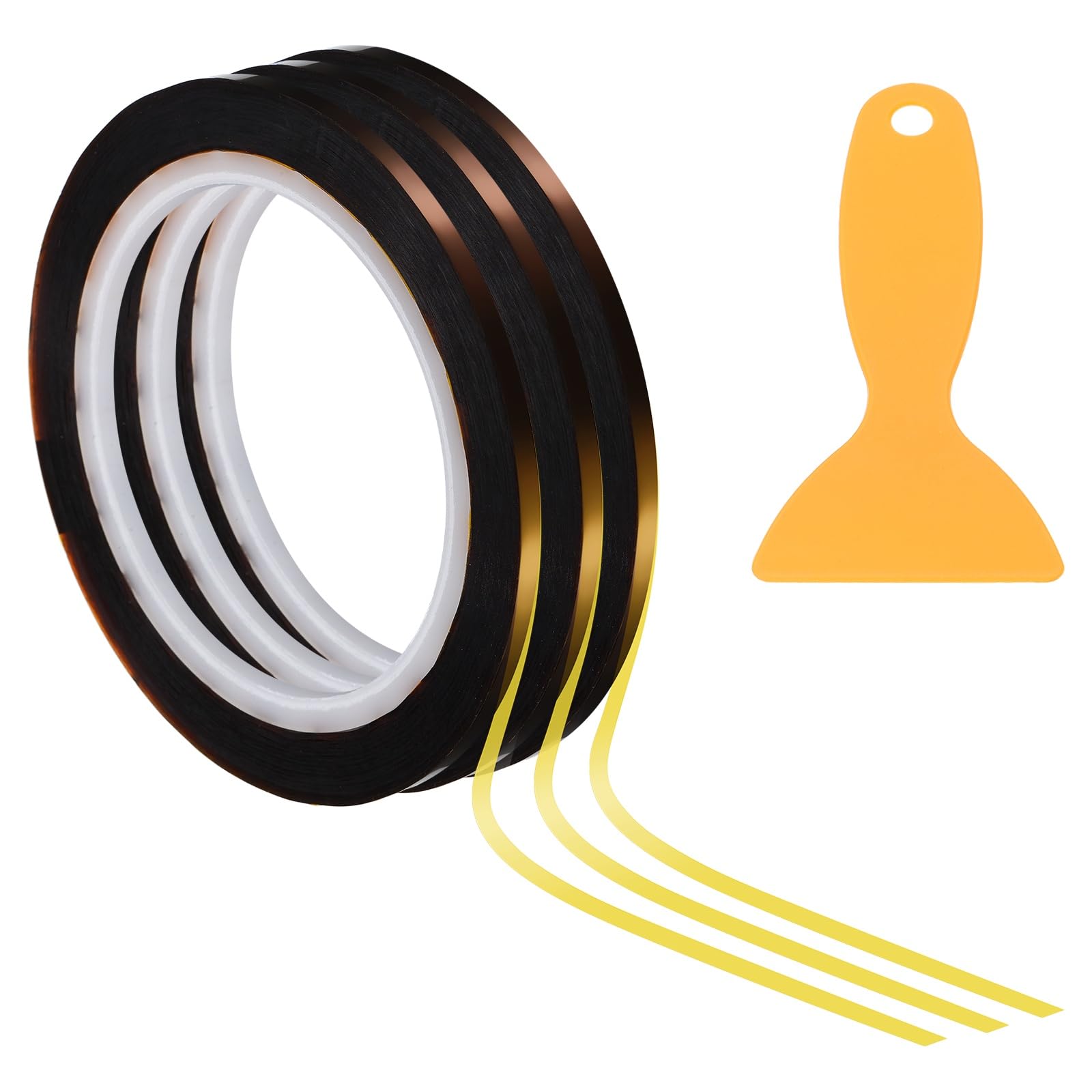 PATIKIL 3mm Whiteboard Tape, 3 Pack Thin Dry Erase Tape 66m for Graphic Chart Marking DIY Art with Plastic Scraper, Brown