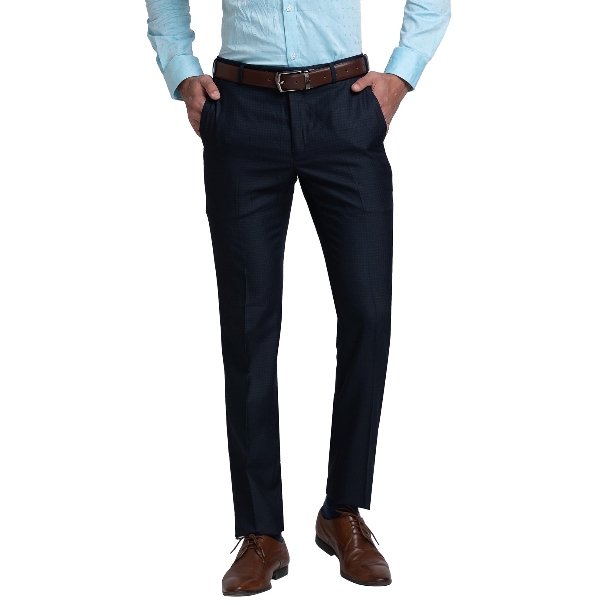 raymond Men's Slim Fit Mid Rise Solid Pattern Poly Viscose Blend Pleatless Formal Trouser-picture-33