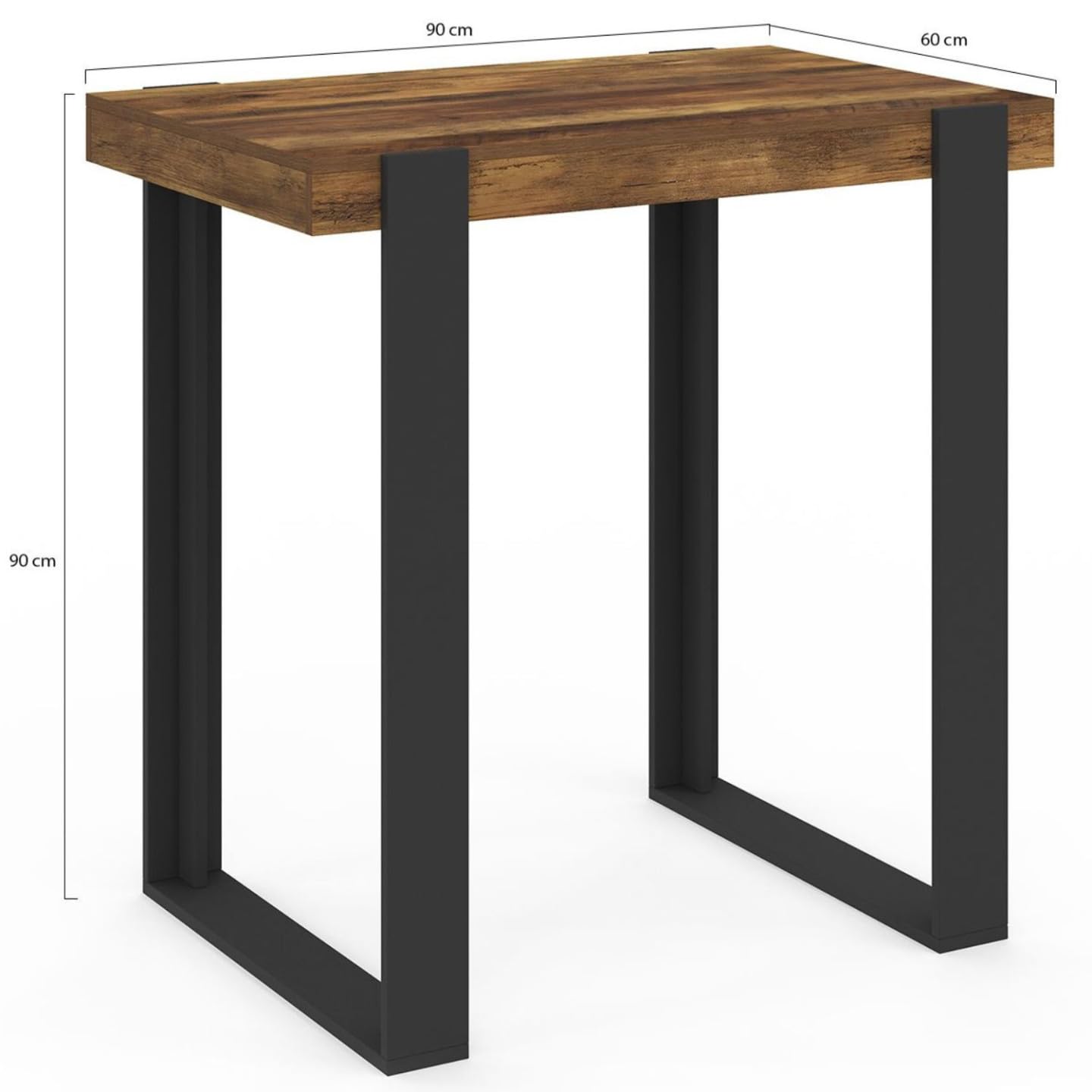 IDMarket - Mesa de bar Phoenix madera oscura, aspecto antiguo, negro, 113 cm