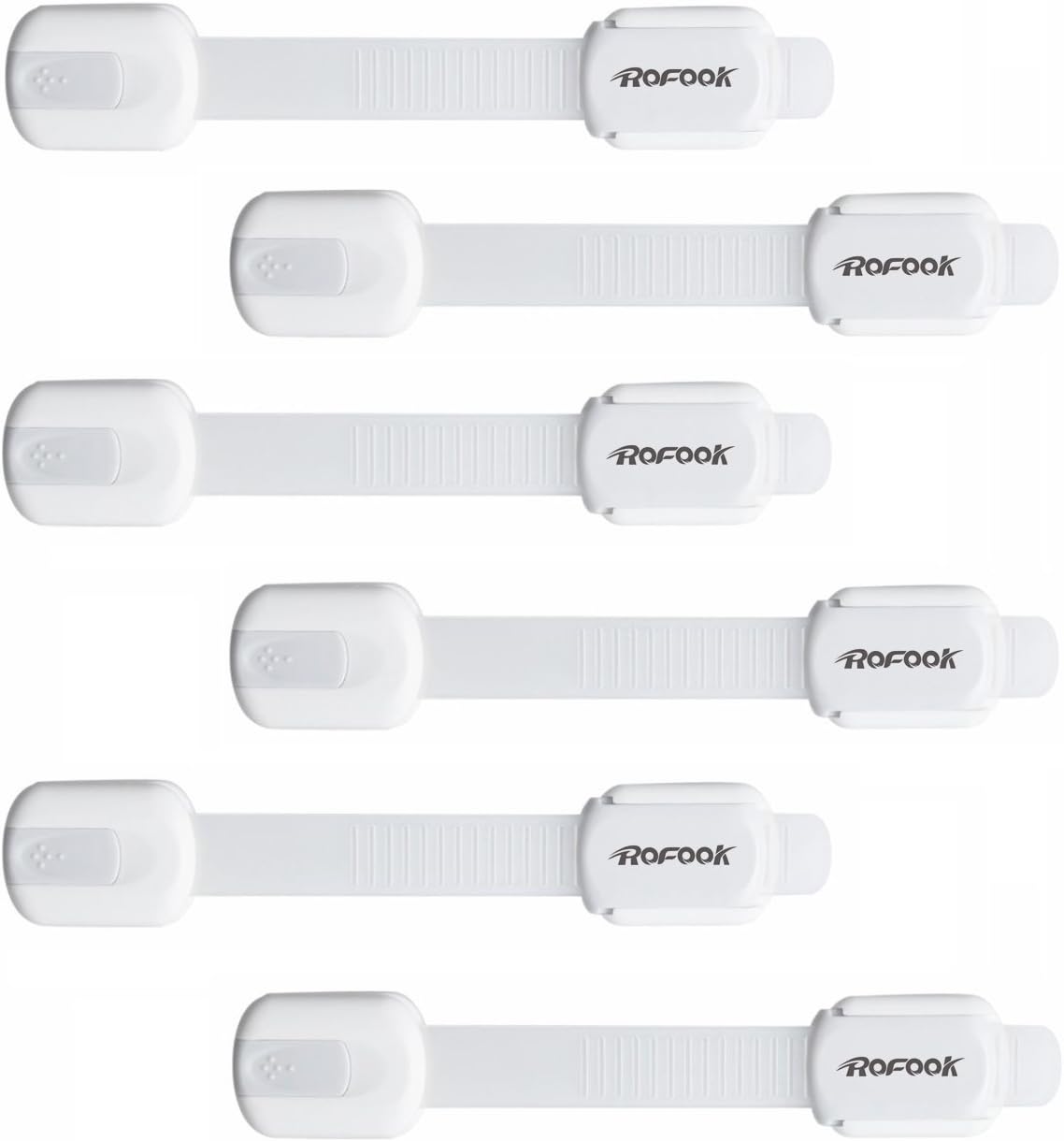 Cabinet Locks, Rofook Child Satety & Baby Proofing Lock for Drawer / Fridge / Toliet / Microwave Oven, Adjustable Multi Use Safety Strap Latches Locks - 6 Pack