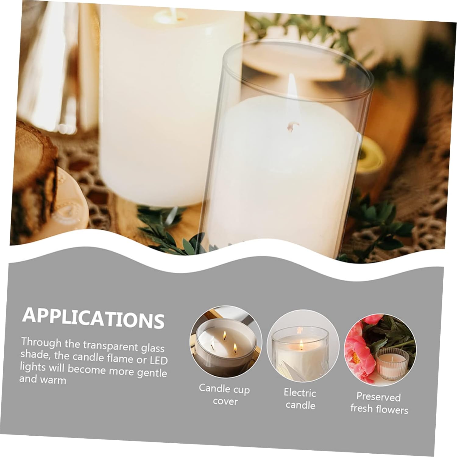 4pcs Simple Glass Candle Lampshade Glass Cup Cover Decor Candles Topper Versatile Design