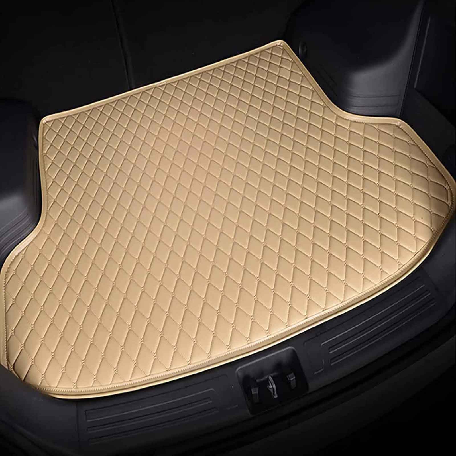 ELEDVBLeather Boot Liner Mat for Kia VQ 2011 2012, Car Customized Rear Trunk Protector Pad Waterproof Anti-Slip Luggage Mat Cargo Tray Protector Liner, Beige