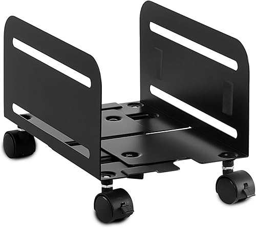 Mount-It! Soporte de torre para computadora, soporte móvil ajustable para CPU con ruedas, carrito rodante de acero resistente, se adapta a la