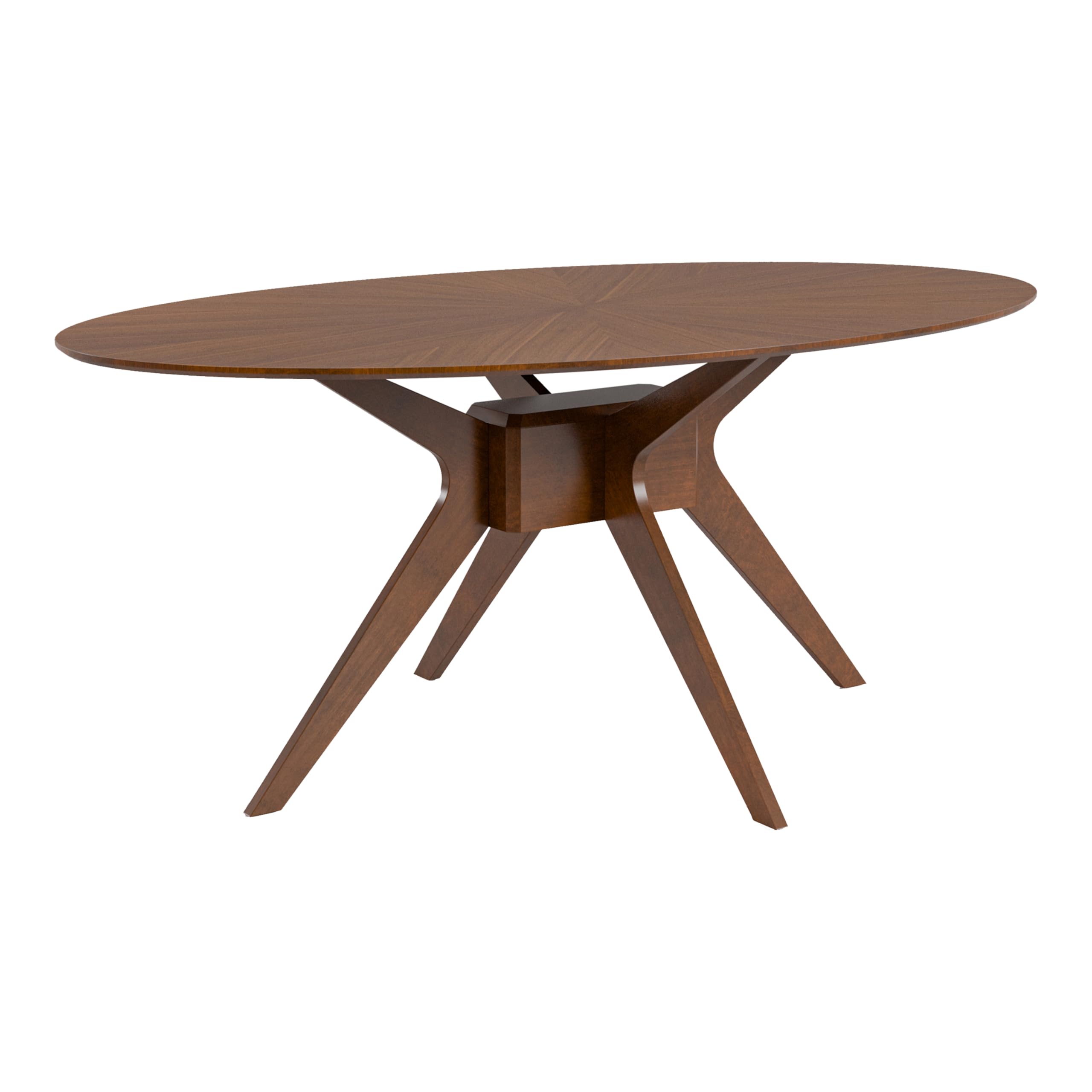 Furniture of AmericaAlara Mid-Century Modern Solid Wood 54-inch Oval Dining Table, Seats up to 6, Easy Assembly, for Home, Kitchen, Living Room, Walnut