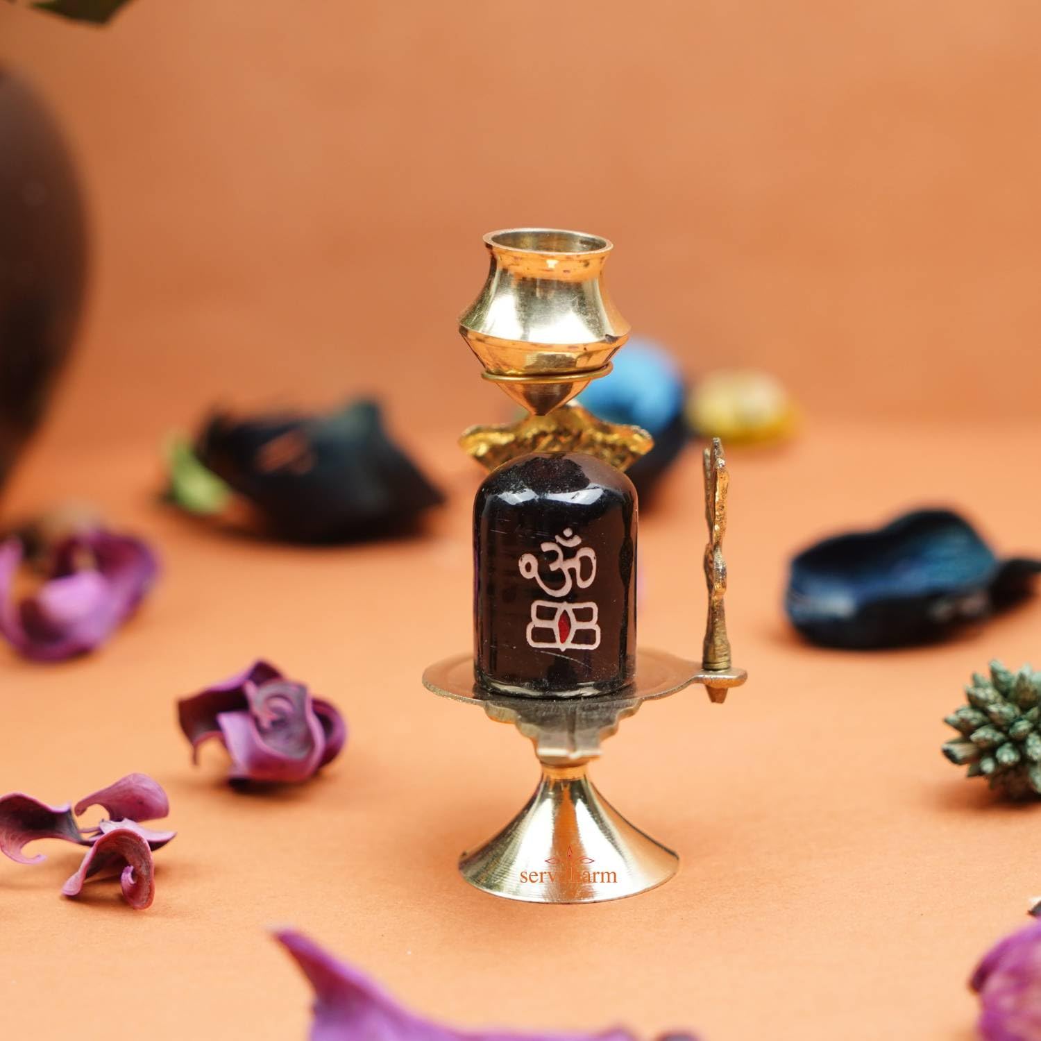 Brass Shiva Ling Lingam Shivling Statue for Hindu Puja (3 x 1.5 x 4 Inches)