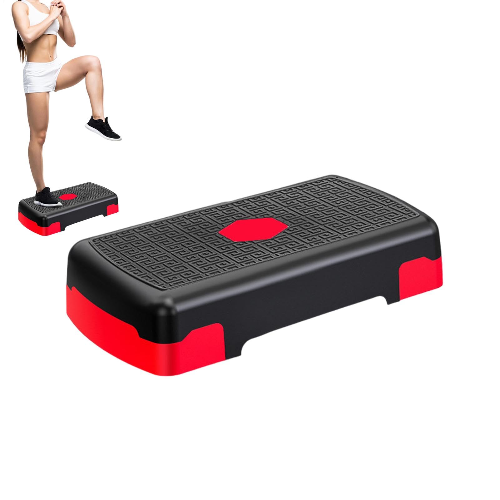 Aerobic Stepper, regulowana wysokość treningu, deska krokowa z 3 wspornikami, sprzęt fitness do siłowni, cardio, trening siłowy 17,72 cala, ciemnoszary, czarny czerwony