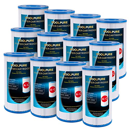POOLPURE Type A or C/III Pool Filter Replaces Intex 29000E/59900E/#29003E, 1000/1500/530 GPH Filter...