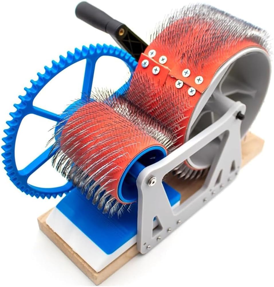 Jybnbbe As Shown Hand Crank Drum Carding Machine For Wool, Wide Wooden Drum Carder, Manual Color Mixing & Combing For Spinning, Diy Wool Felt And Handicraft