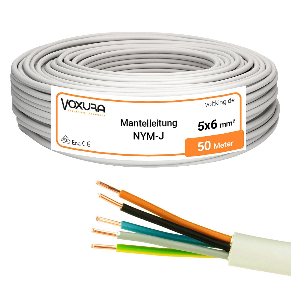 NYM-J 5x6 mm² 50m Ring Mantelleitung Installationskabel Stromkabel Feuchtraumkabel Kupfer