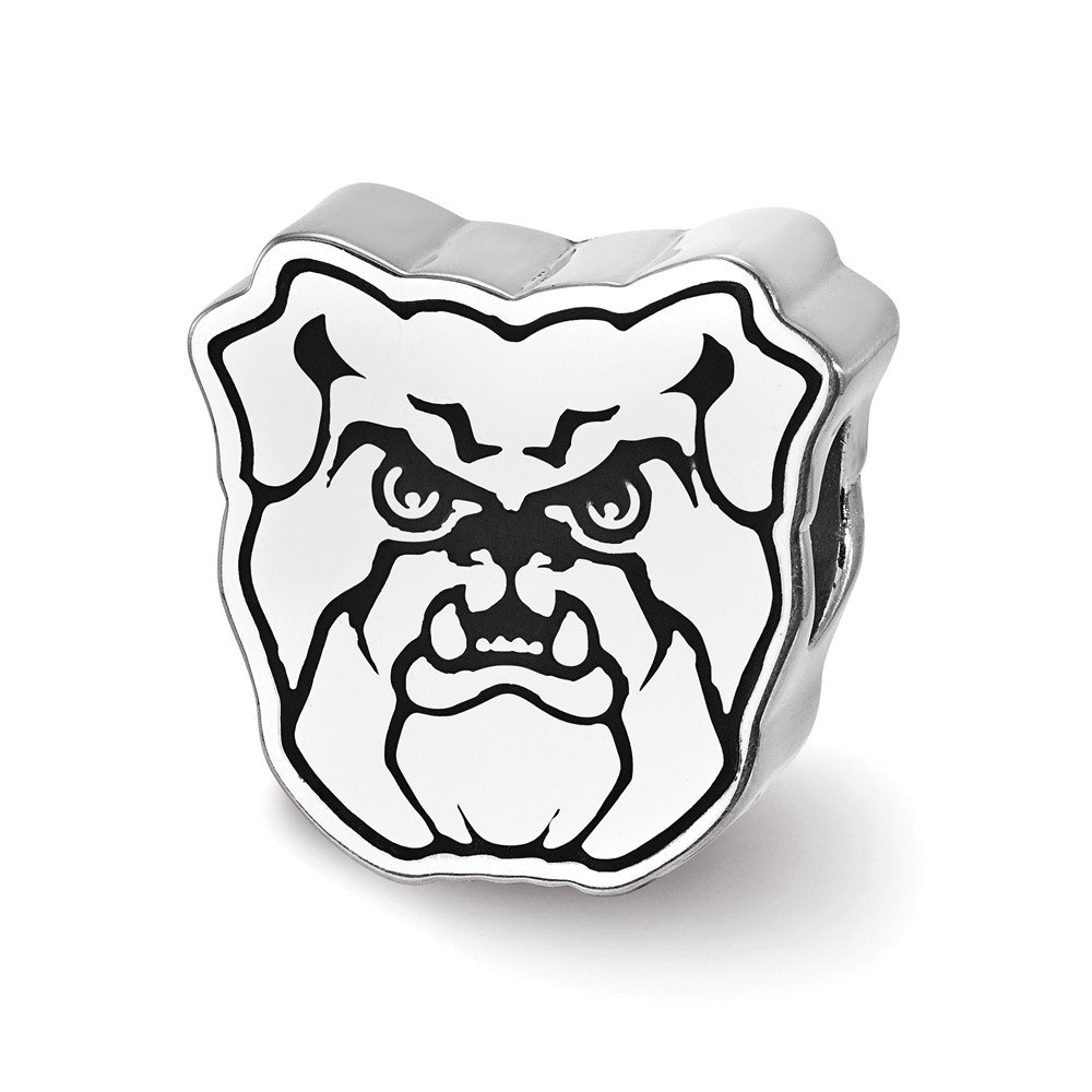 Sterling Silver Butler University Bulldog Head Enameled Bead, Sterling Silver