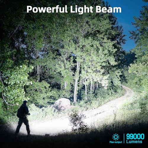 4 Pack Flashlight Rechargeable High Lumens, 99000 Lumen Super Bright LED FlashLights, 5 Modes Adjustable Powerful Handheld Flash Light for Home, Camping, Hiking - Image 3