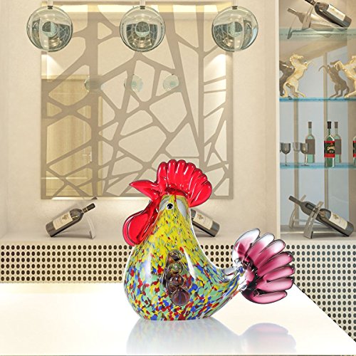 Romacci Escultura de vidro multicolor para galo decoração da casa Ornamento de animais Decoração art