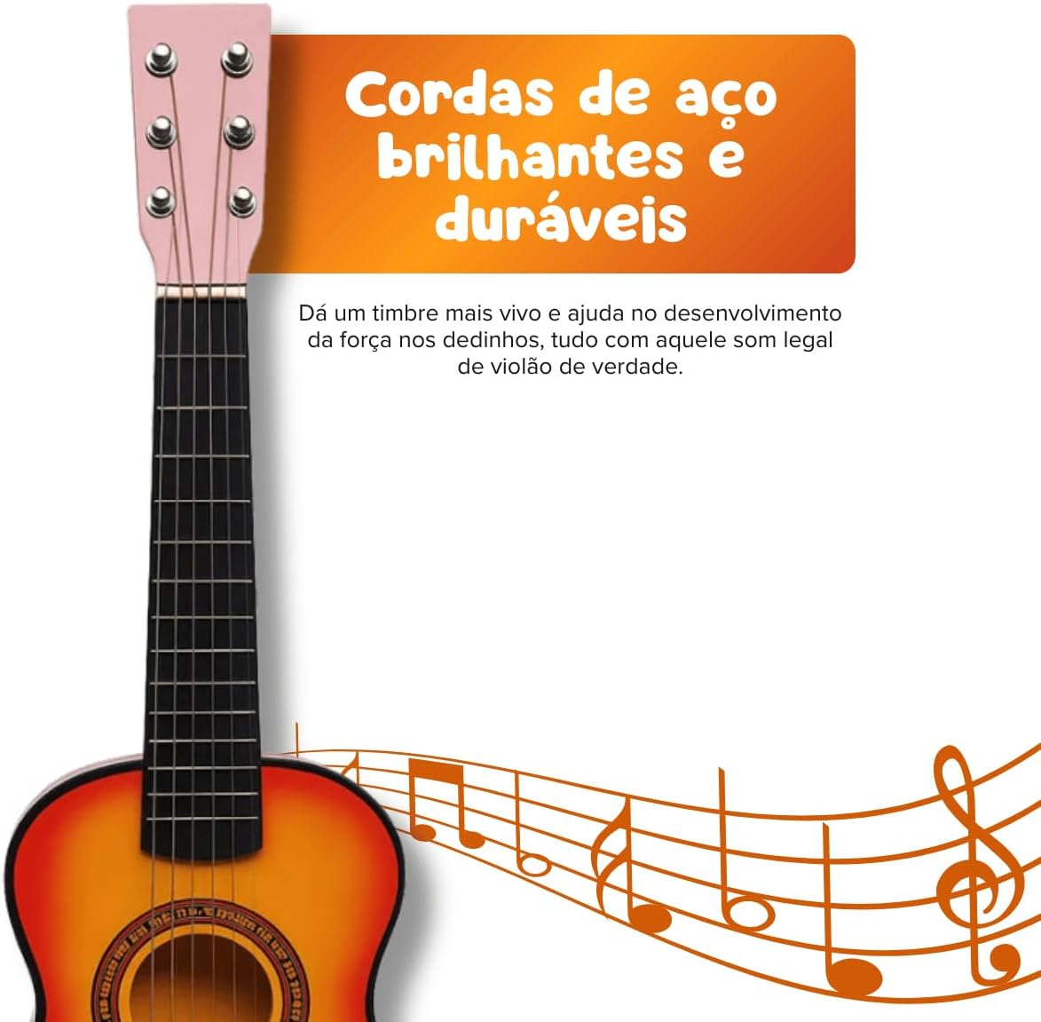 Mini Violão Semi Profissional Para Crianças Infantil Corda Em Aço Acústico Instrumento Musical Kizumba