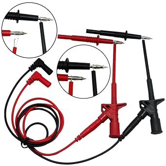 Aidetek Automotive Test Lead Kit Insulation Piercing Test Clip Large Crocodile Clips Flexible Spring for Multimeter Meter Test Probes Test Leads Set Probe CE Certificate TLP20163