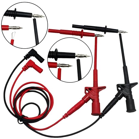 Aidetek Automotive Test Lead Kit Insulation Piercing Test Clip Large Crocodile Clips Flexible Spring for Multimeter Meter Test Probes Test Leads Set Probe CE Certificate TLP20163