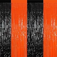 2 Rideaux De Pluie Halloween – Noir Et Orange – Matière PET Brillant – Décoration Maison/fête – Avec Ruban Adhésif