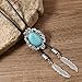 Bolo Tie for Men, Vintage Cowboy Necktie with Oval Turquoise Stone, Handmade Western Bolo Tie Feather Necklace for Women Concert