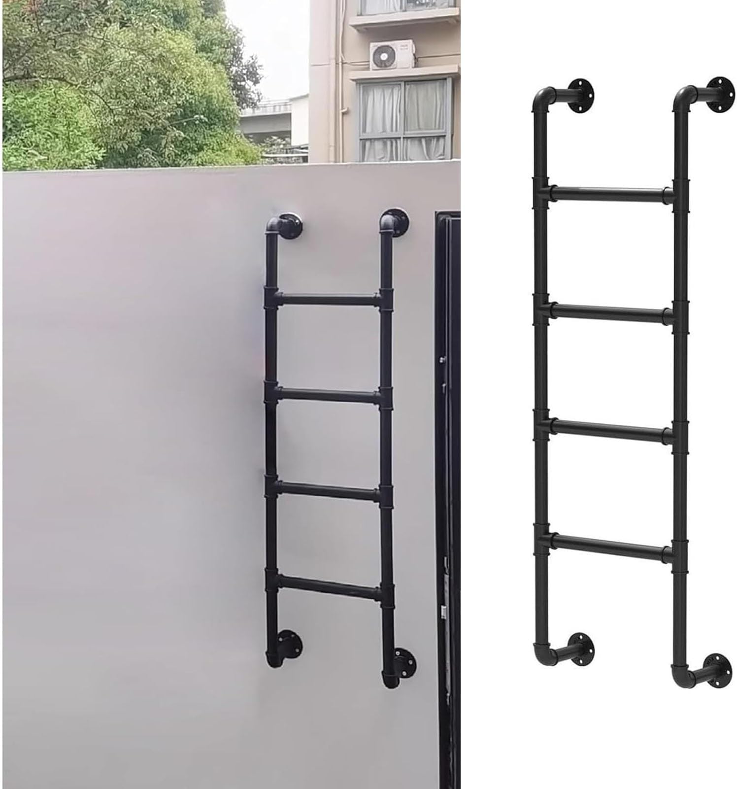 Wrought iron ladder for bunk beds (attic, basement, window, light well), two-step wall staircase for caravans and motorhomes, metal ladders for the terrace