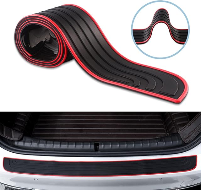Car Rear Bumper Protector,SUV Car Bumper Protector Guard Rubber Black/Red Universal Scratch-Resistant(90CM/35.4Inch)